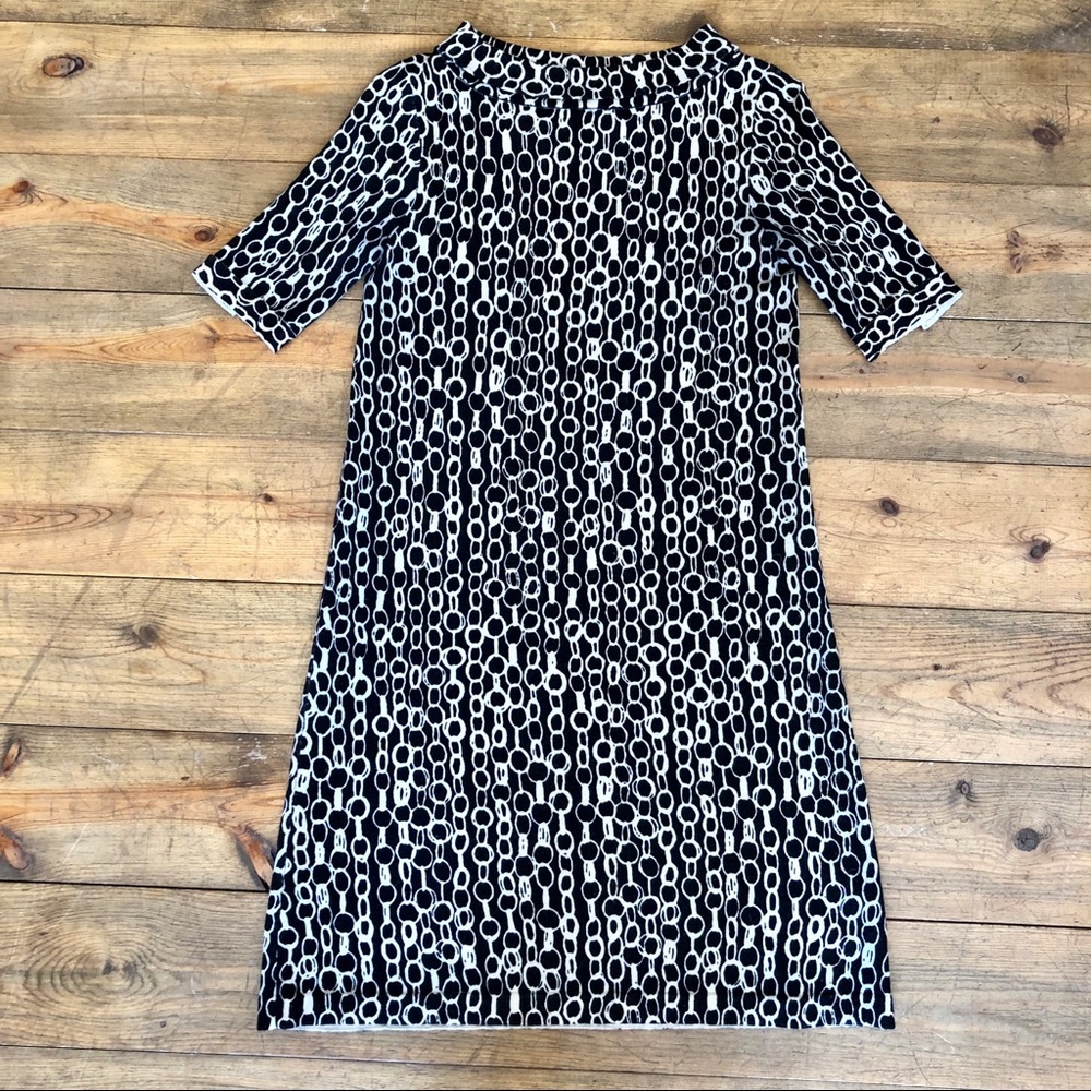 J.Crew B&W Chain Link Print Wool Dress Size XS